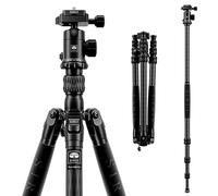 SIRUI Treppiede Fotocamera da Viaggio Traveler 7C, 166.5cm Leggero Treppiede Carbonio con Testa a Sfera Panoramica a 360°, Compatto Monopiede Fotografico per Videocamera, DSLR, Carico Massimo 8KG