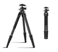 SIRUI Treppiede da Viaggio in Fibra di Carbonio, 127cm Treppiede Compatto e Leggero con 360° Testa a Sfera a Basso Profilo con Piastra a Sgancio Rapido per Arca, Carico Fino a 6kg, AM-225S+G0