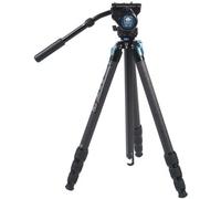 SIRUI Treppiede impermeabile in fibra di carbonio con testa video fluida, treppiede da viaggio video da 184 cm con colonna triangolare compatta, carico 5,9 kg (ST-224+VH-10)