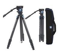 SIRUI Treppiede impermeabile in fibra di carbonio con testa video fluida, treppiede da viaggio video da 184 cm con colonna triangolare compatta, carico 5,9 kg (ST-224+VH-10)