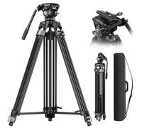 SIRUI Treppiede video con meccanismo a sgancio rapido, resistente treppiede per fotocamera da 190,5 cm con testa fluida a 360° compatibile per DJI RS, per piastra QR Manfrotto per videocamera,