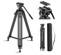 SIRUI Treppiede video in fibra di carbonio a sgancio rapido, treppiede resistente da 73" con testa fluida e sistema di bloccaggio della piastra QR a un passo,carico massimo 33 libbre / 15 kg, AVT-12
