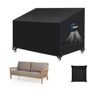 SIRUITON 185cm Copertura per Panca da Giardino a 4 Posti con Prese d'Aria,Telo Copri Panchina,Impermeabile,Antivento,Anti UV Tessuto Oxford 420D Resistente Copertura Panca Esterno- Nero
