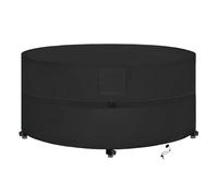 SIRUITON Copertura per Tavolo da Giardino, Tessuto Oxford 420D Resistente, Impermeabile, Antivento, Anti-UV, Copertura per Mobili Esterno con Sfiato d'Aria, Rotonda (Ø135x80cm) - Nero