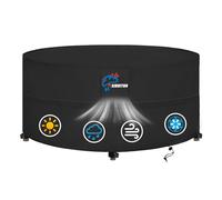 SIRUITON Copertura per Tavolo da Giardino, Tessuto Oxford 420D Resistente, Impermeabile, Antivento, Anti-UV, Copertura per Mobili Esterno con Sfiato d'Aria, Rotonda (Ø230x100cm) - Nero