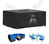SIRUITON Coperture per Mobili da Giardino, Tessuto Oxford 420D Resistente, Impermeabile, Antivento, Anti-UV, Copertura per Tavolo Esterno con Sfiato d'Aria, rettangolare (200×160×74cm) - Nero