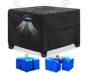 SIRUITON Coperture per Mobili da Giardino, Tessuto Oxford 420D Resistente, Impermeabile, Antivento, Anti-UV, Copertura per Tavolo Esterno con Sfiato d'Aria, piazza (135x135x74 cm) - Nero