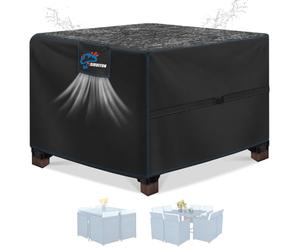SIRUITON Coperture per Mobili da Giardino, Tessuto Oxford 420D Resistente, Impermeabile, Antivento, Anti-UV, Copertura per Tavolo Esterno con Sfiato d'Aria, piazza (150x150x74 cm) - Nero