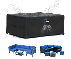 SIRUITON Coperture per Mobili da Giardino,Tessuto Oxford 520D Resistente,Impermeabile,Antivento,Anti-UV,Copertura per Tavolo Esterno con Sfiato d'Aria,rettangolare(270x180x90cm) - Nero
