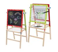 SirWood Lavagna Multiattività in Legno 4 in 1, Pannello Trasparente, Lavagna Bianca e Nera con Gessetti e Pennarelli, Altezza Regolabile, 53x50x109 cm, per Bambini 3+ Anni