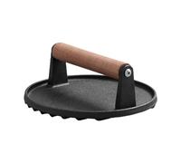 Sirxlevcy 1 PCS Tavoletta di Pressatura Della Carne con Manico In Legno per BBQ, Pressa per Carne da Griglia per Bistecca, Pressa per Hamburger In Ghisa ()