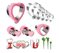 Sirxlevcy 15 Pezzi Kit Tagliabiscotti A Forma di Cuore con 9 Dimensioni Diverse, In Acciaio Inossidabile. Kit Tagliabiscotti A Forma di Cuore per San
