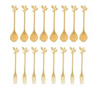 Sirxlevcy 16PZ Cucchiaio da Dessert e Forchetta Set Forchetta da Torta Cucchiaino da Caffè Forchetta da Frutta Creativa Acciaio Inossidabile -