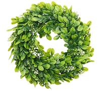 Sirxlevcy 2 Pezzi Ghirlanda di Bosso Artificiale Ghirlanda di Foglie Artificiali Finte Ghirlanda Porta D'Ingresso Decorazione Ghirlanda Appesa, 10 Pollici