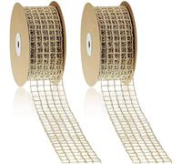 Sirxlevcy 2 Rotoli da 20 da 2,5 Pollici di Rete Natalizia nel Tela di Nastro Un Rete Nastro Un Rete nel Tela di Un Trama Larga Nastro nel Tessuto di Naturale