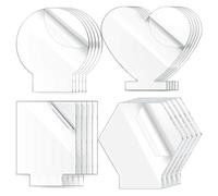 Sirxlevcy 20 Pezzi Grezzi In Acrilico da 2 mm per Base Leggera, Foglio Acrilico Trasparente Colato, Pannello Acrilico, Cartello, 4 Forme, Sostitutive