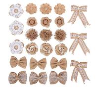 Sirxlevcy 24 Pezzi nel 1 Set Fiore di Tela da Imballaggio Vintage Materiali di Fatti Un Mano Decorazione di Fiori di per Matrimonio Natale DIY