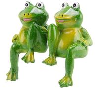 Sirxlevcy 2Pcs / Set Scultura Resina Sveglia Seduto Statua Outdoor Garden Store Rana Decorativi per la Casa Desk Garden Decor Ornament S2