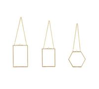 Sirxlevcy 3 Confezioni di Cornici nel Vetro con Fiori Pressati- Cornici nel Vetro Dorato Appese con Cornici per Espositori per Opere d'Arte DIY Galleggianti Un Catena