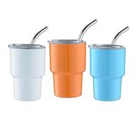 Sirxlevcy 3 Confezioni di Mini Bicchierini In Vetro da Shot, Bicchierini A Doppia Parete con Cannuccia e Coperchio, 2 Oz (C)