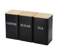 Sirxlevcy 3 Contenitori per Tè In Stile Semplice con Coperchio In Bambù, Contenitori per Tè, Contenitori per Snack, Chicchi di Caffè, Contenitori Quadrati Neri