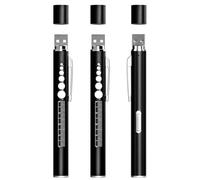 Sirxlevcy 3 Penne Ricaricabili con Indicatore Pupilla e Righello, Penne LED per Infermieri Medici, Luce Calda/Bianca, Nero