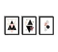 Sirxlevcy 3 pz/Set Nordic Decorazione Geometrica Wall Art Canvas Painting Poster Decorazione della Tela di Pitture Murali (Cornice) 21cm x 30cm