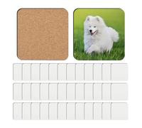 Sirxlevcy 36 Sottobicchieri per Sublimazione Grezzi, MDF, Retro In Sughero, Sottobicchieri A Trasferimento Termico, Sottobicchieri In Legno, Sublimazione Vuota