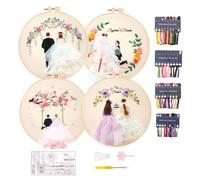 Sirxlevcy 4 Confezioni di Kit da Ricamo per Adulti Kit da Ricamo Fai-da-Te per Principianti Kit da Ricamo A Mano con Motivi (Matrimonio) Durevole Facile Installazione