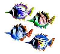 Sirxlevcy 4 Pezzi di Metallo Pesce Giardino Decorazione della Parete Arte Ufficio Camera da Letto Balcone Ornamenti Appesi Decorazione per Interni Ed Esterni
