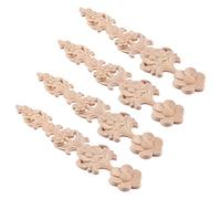 Sirxlevcy 4 Pezzi nel Legno Intagliato Appliques retrò Rotondo Intaglio del Legno Decalcomania Non Verniciata Mobili Decorazione della Parete