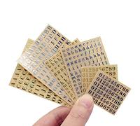 Sirxlevcy 6 Fogli con Numeri 'Alfabeto da 0,18 Pollici nel Lega Glitterata con Lettere Autoadesive / (4,5 Mm)