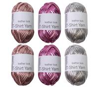 Sirxlevcy 6 Rotoli Filato di Tessuto Metallico per DIY Scarpe Maglia e Uncinetto Filato Piatto Finta Pelle Lucida T-Shirt Filo