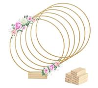 Sirxlevcy 6 Strisce per Centrotavola con Anelli Floreali in Metallo da 8 Pollici, 6 Supporti in Legno per la Decorazione della Tavola, Decorazioni DIY da Appendere alla Parete