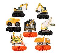 Sirxlevcy 7 Pezzi di Decorazioni per Feste Un Tema Camion da Costruzione Centrotavola Un d'Ape Topper da Tavolo per Feste Un Tema di Compleanno per Bambini