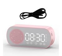 Sirxlevcy Altoparlante Bluetooth Wireless con Radio Sveglia Doppia, in ABS per Casa Ufficio, Colore Rosa.