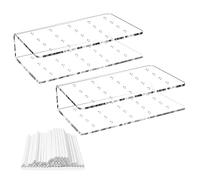 Sirxlevcy Alzata per Cake da 2 Pezzi, con 100 Steli per Cake, Supporto per Lecca-Lecca A 20 Fori per Compleanno