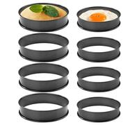 Sirxlevcy Anelli per Crumpet Antiaderenti in Acciaio Inossidabile Nero da 8 Pezzi per Muffin Inglesi e Pancakes