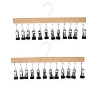 Sirxlevcy Appendiabiti In Legno per Pantaloni, Grucce per Pantaloni In Legno con 12 Clip Antiscivolo, Set di 2 Organizer per Gambali per