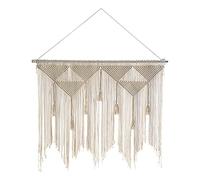 Sirxlevcy Arazzo Tessuto Boho Appeso Un Parete macramè, Decorativa Nappa Bianca Beige per Sfondo Casa (Bastone di Legno Non Incluso)