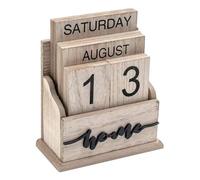 Sirxlevcy Calendario Perpetuo in Legno Vintage con Blocchi di Legno per Accessori da Scrivania per Casa e Ufficio, Ornamenti, Visualizzazione della Data della Settimana, del Mese