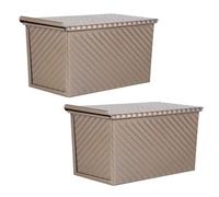 Sirxlevcy Confezione da 2 Teglie per Pane Antiaderenti con Coperchio, Teglia In Acciaio al Carbonio per Pane Fatto In Casa, Toast e Utensili da Forno