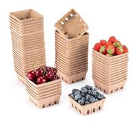 Sirxlevcy Confezione da 60 Contenitori per Cestini di Bacche in Fibra di Polpa, per Fragole, Mirtilli, Lamponi, UVA, Ciliegie, Contenitori per Cestini di Prodotti