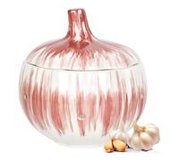 Sirxlevcy Contenitore per Aglio da Bancone con Coperchio Ventilato In Ceramica, Contenitore per Aglio, Porta Aglio per Bancone