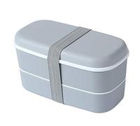 Sirxlevcy Contenitore per Pranzo un 2 Strati Utilizzabile nel Microonde con Scomparti Contenitore per Bento un Tenuta Stagna Contenitore per Alimenti Isolato Contenitore per il Pranzo Grigio