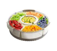 Sirxlevcy Contenitore per Snack Rotante A Sei Griglie con Manico Contenitore per Spezie Sigillato da Cucina Vassoio per Snack Trasparente per Frutta Secca