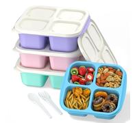 Sirxlevcy Contenitori per la Preparazione Dei Pasti (Confezione da 4), Contenitore per il Pranzo Bento A 4 Scomparti, Contenitori per la Preparazione Degli Alimenti Riutilizzabili Facili da Usare