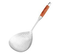 Sirxlevcy Cucchiaio per Schiumarola Grande con Fessura - Cucchiaio per Schiumarola In Acciaio Inossidabile 304 con Manico Lungo In Legno, per Friggitrice da 16 Pollici, Facile da Usare, Alta Q