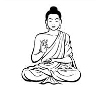 Sirxlevcy DIY Adesivo da Parete Nero Meditating Buddha Decal Rimovibile Art Home Decor Murale