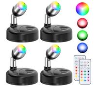 Sirxlevcy Faretti RGBW Wireless per Interni, Confezione da 4, Illuminazione da Pavimento per Interni, Luci per Che Cambiano Colore A 13 Colori, con